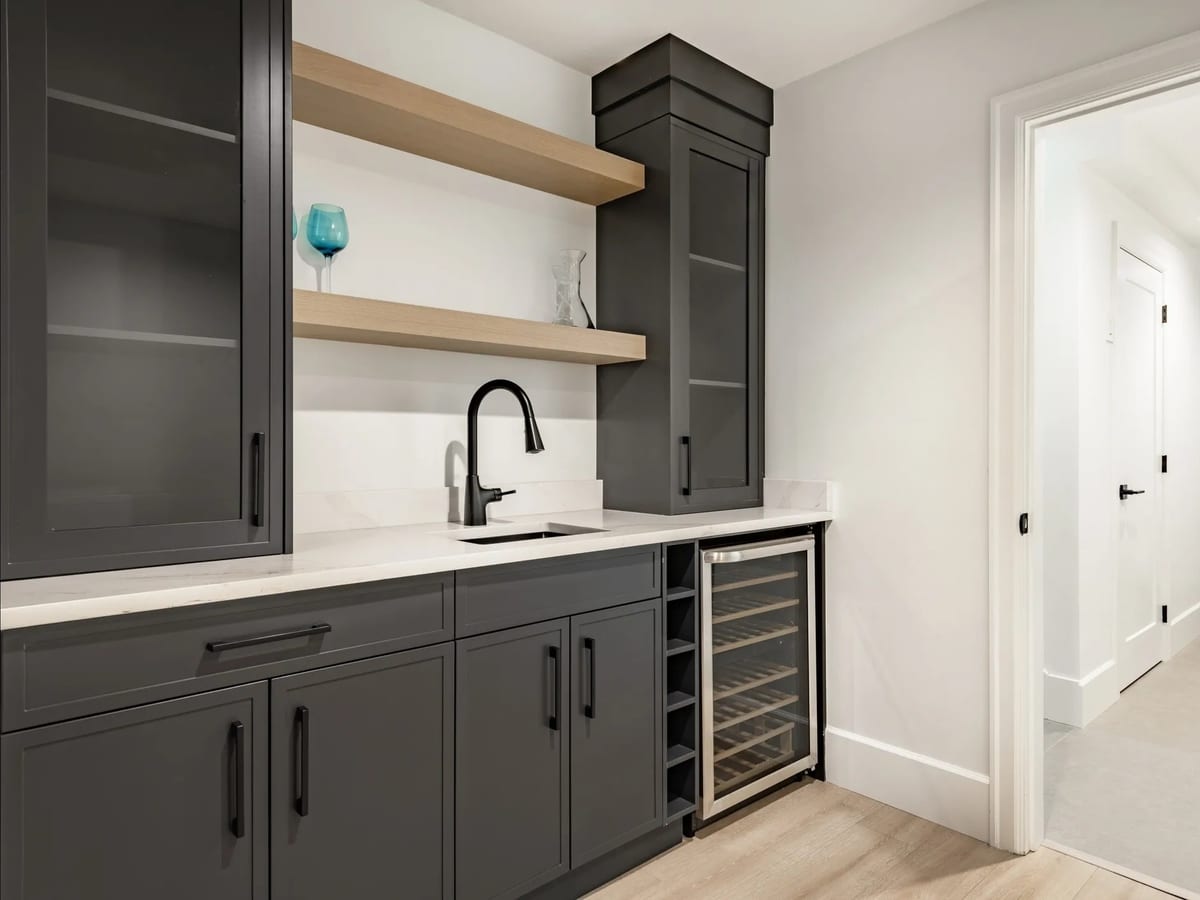 Modern kitchen cabinetry with functional storage and island
